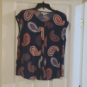 Liz Claiborne cap sleeve navy blouse